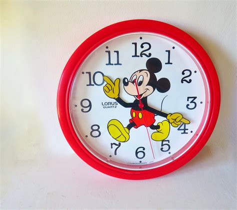 Vintage Bradley 6 Inch Wind Up Plastic Mickey Mouse Clock Not Working 4 Parts. . Mickey mouse clocks